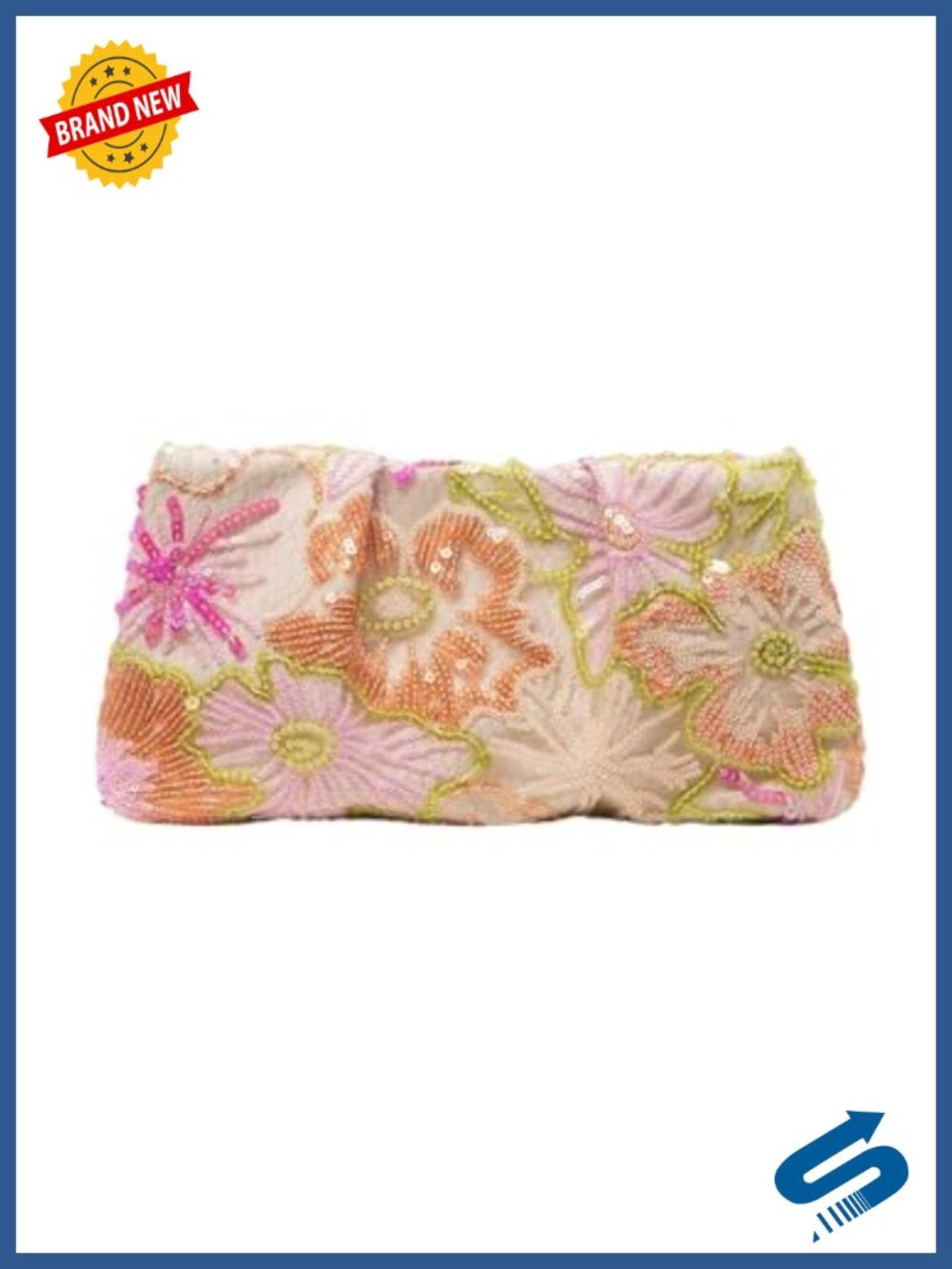 Women's Floral Sequin Embroidered Clutch Evening Bag Wedding Guest